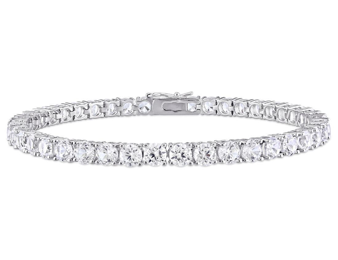 Lab-Created White Sapphire 14.24 Carat (ctw) Tennis Bracelet in Sterling Silver