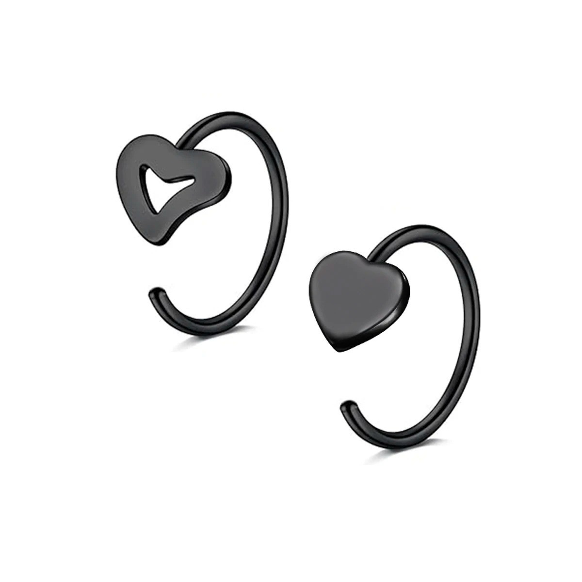 💖✨ C-Shaped Hollow Heart Nose Ring Set Stainless Steel – 2/5pcs – NEW