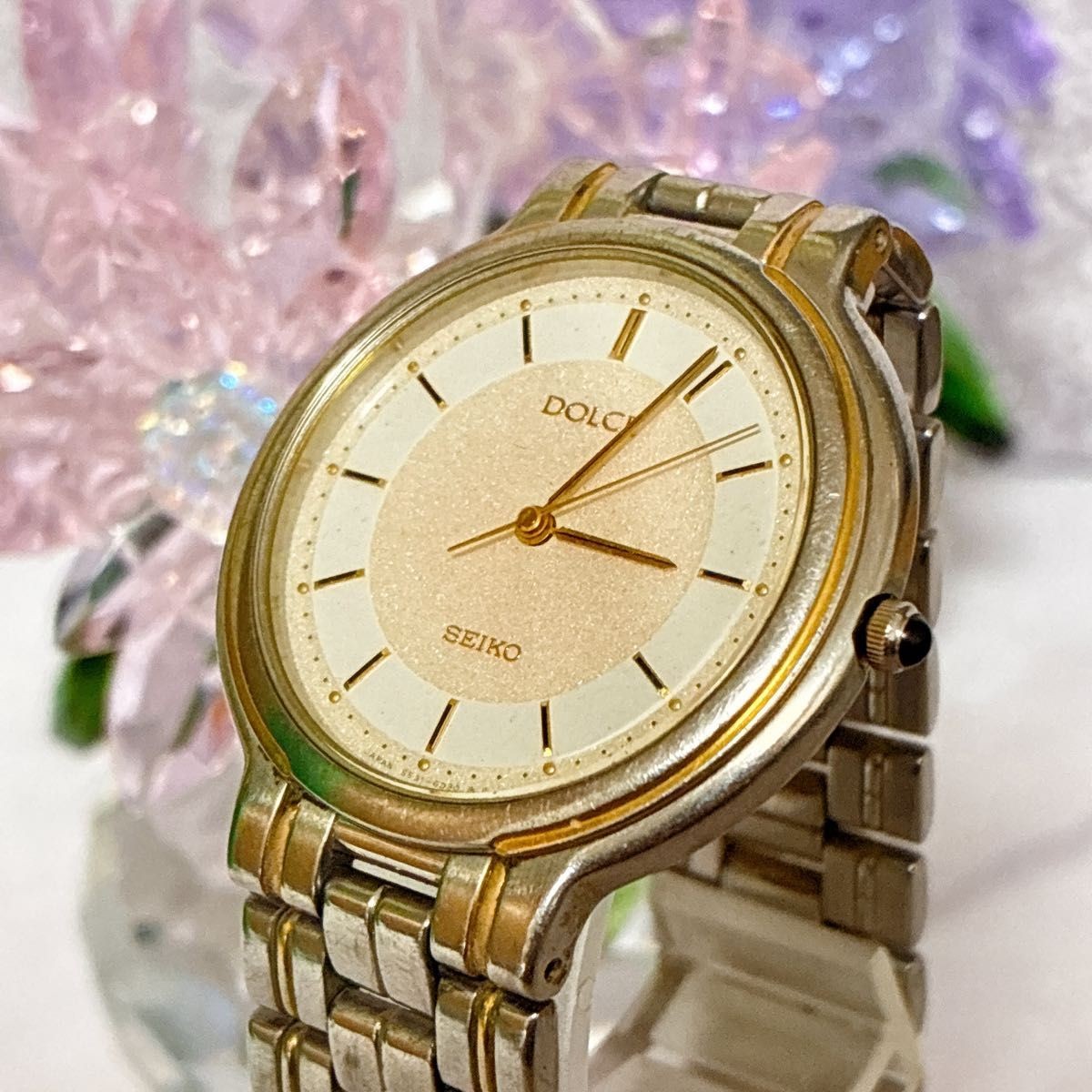 Excellent Condition SEIKO DOLCE Quartz Watch Working Glitter Dial