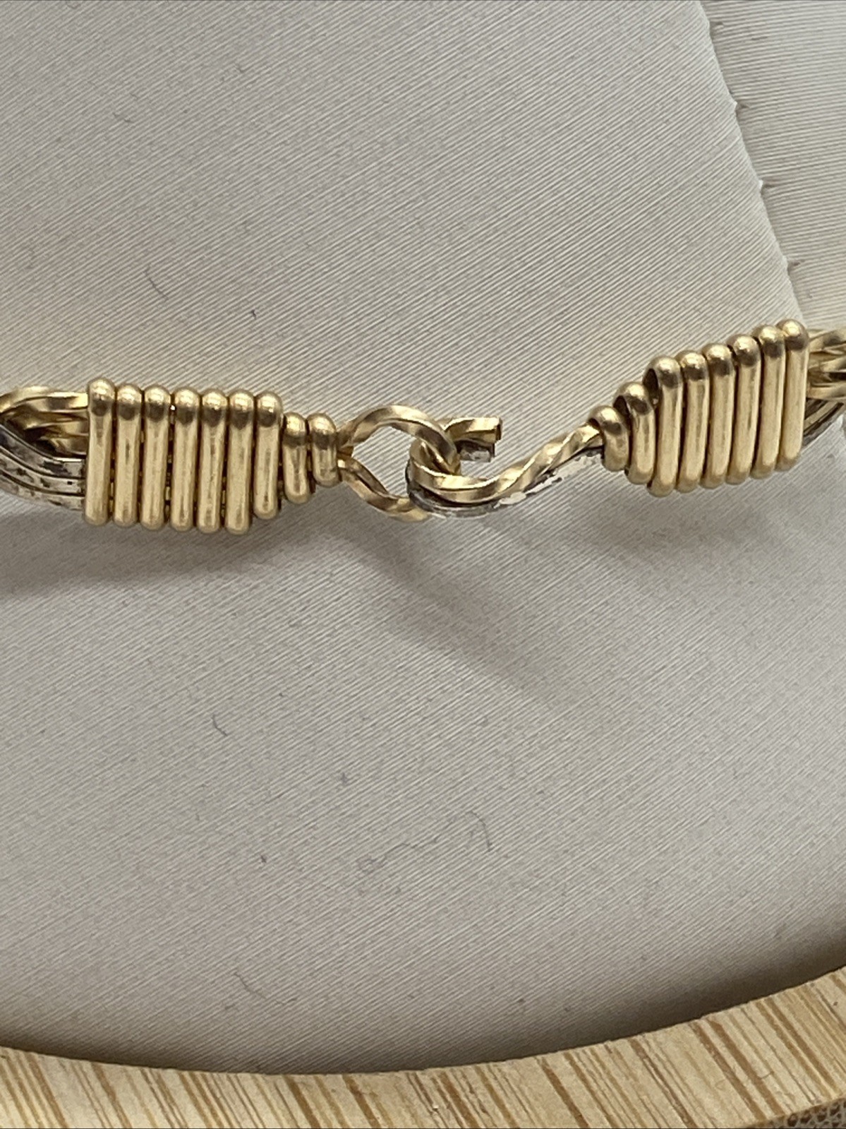 925 Sterling Silver Two Tone Twisted Woven Bangle Bracelet 7.75” (8.8 Grams)