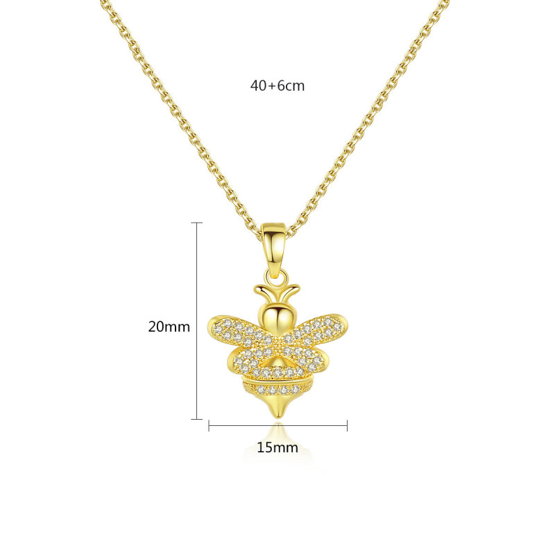 Honey Bee Necklace Copper Inlaid 3A Zircon Pendant Women’s Gold Plated Jewelry