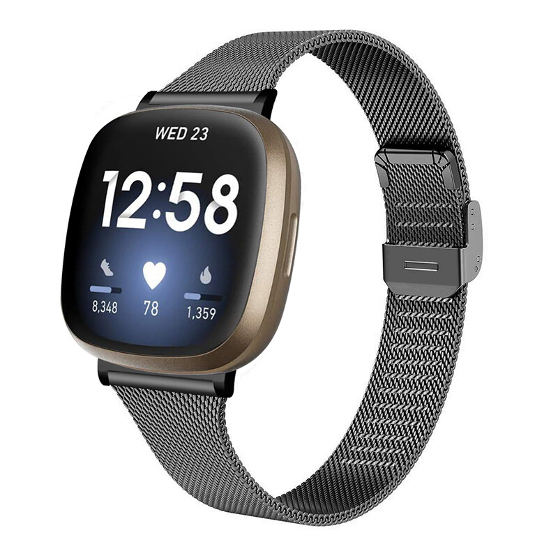 For Fitbit Versa 3 /Sense Stainless Steel Metal Milanese Mesh Watch Band Strap