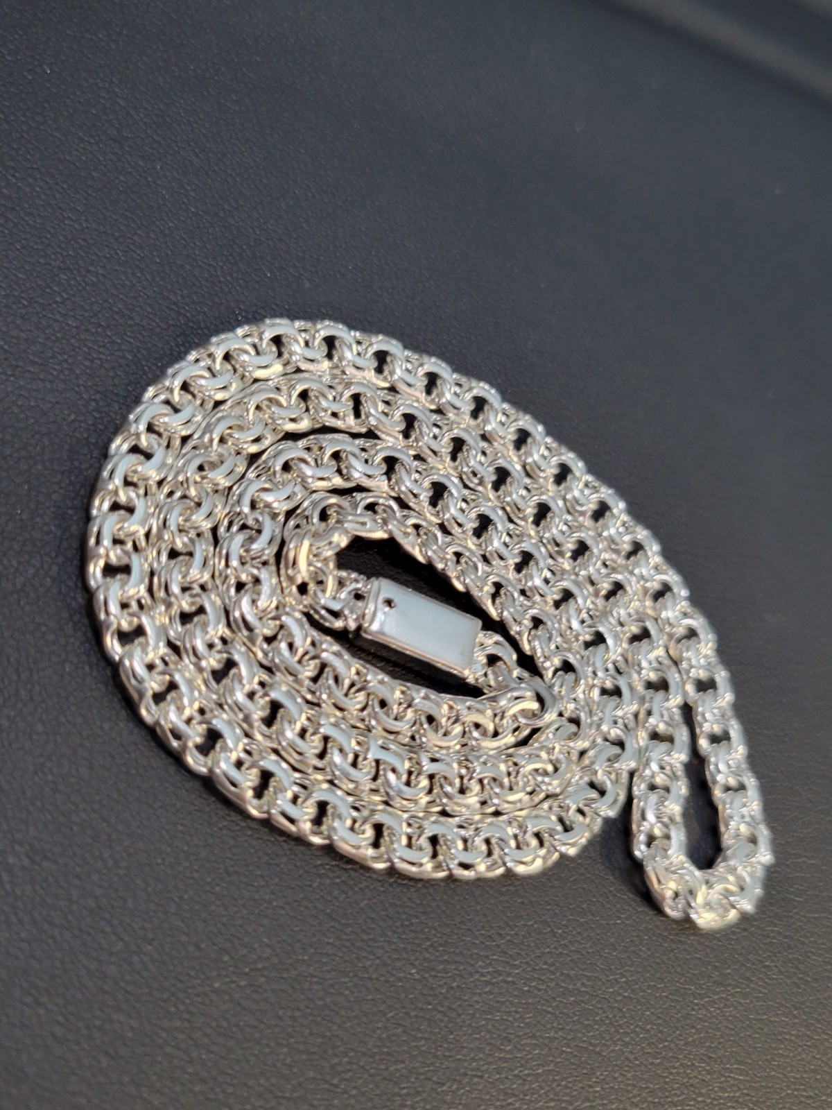 925 sterling silver Chino Link 18″ 4mm Chain Simple Lock 19.3g Solid Cadena