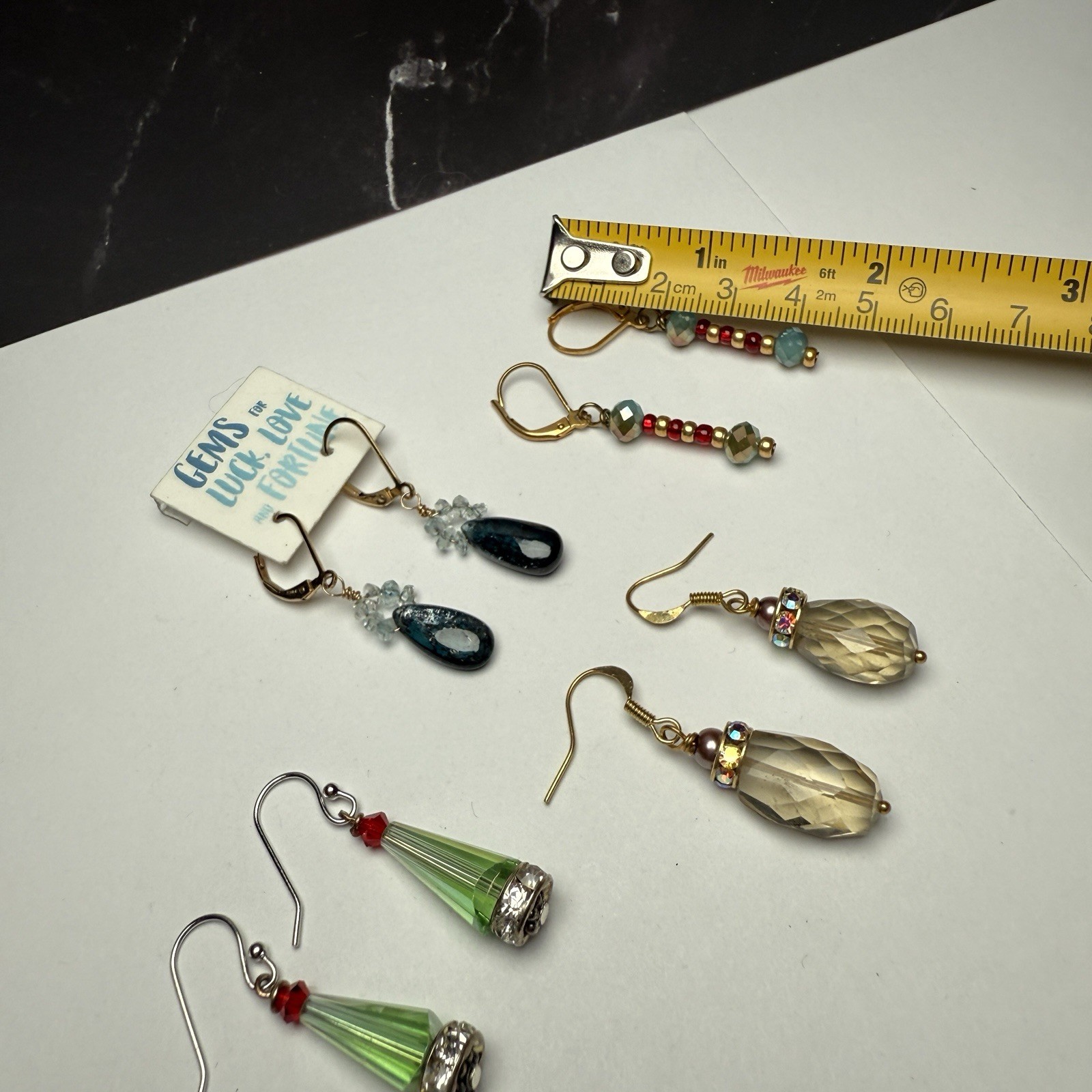 Dangle Drop Pierced Earrings Lot Of 4 Glass Bead Beaded