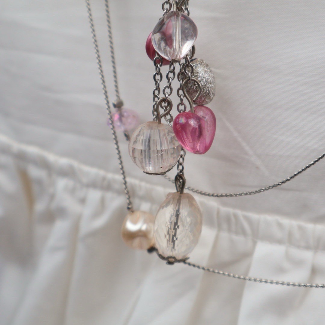 Long Multi Strand Layered Necklaces & Earrings Boho Coquette Pink Tones Feminine