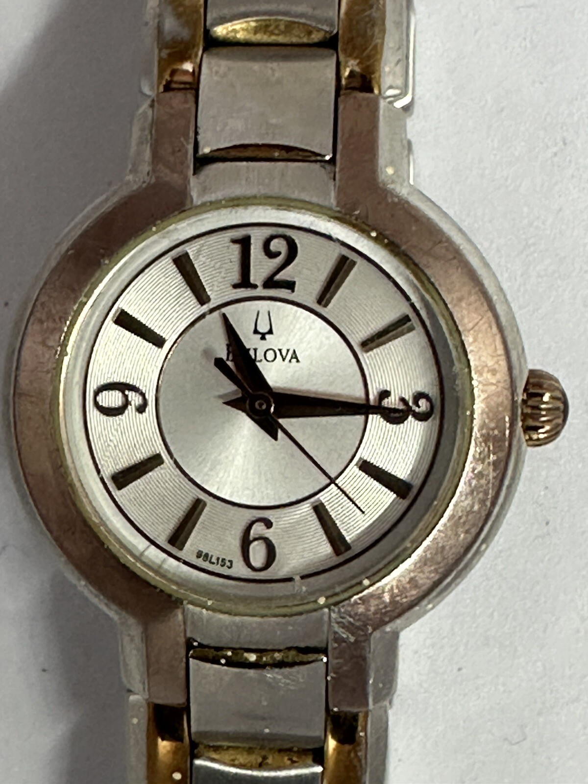 Bulova Watch New Battery Women Two Tone Silver Dial 27mm Round 98L153 6″