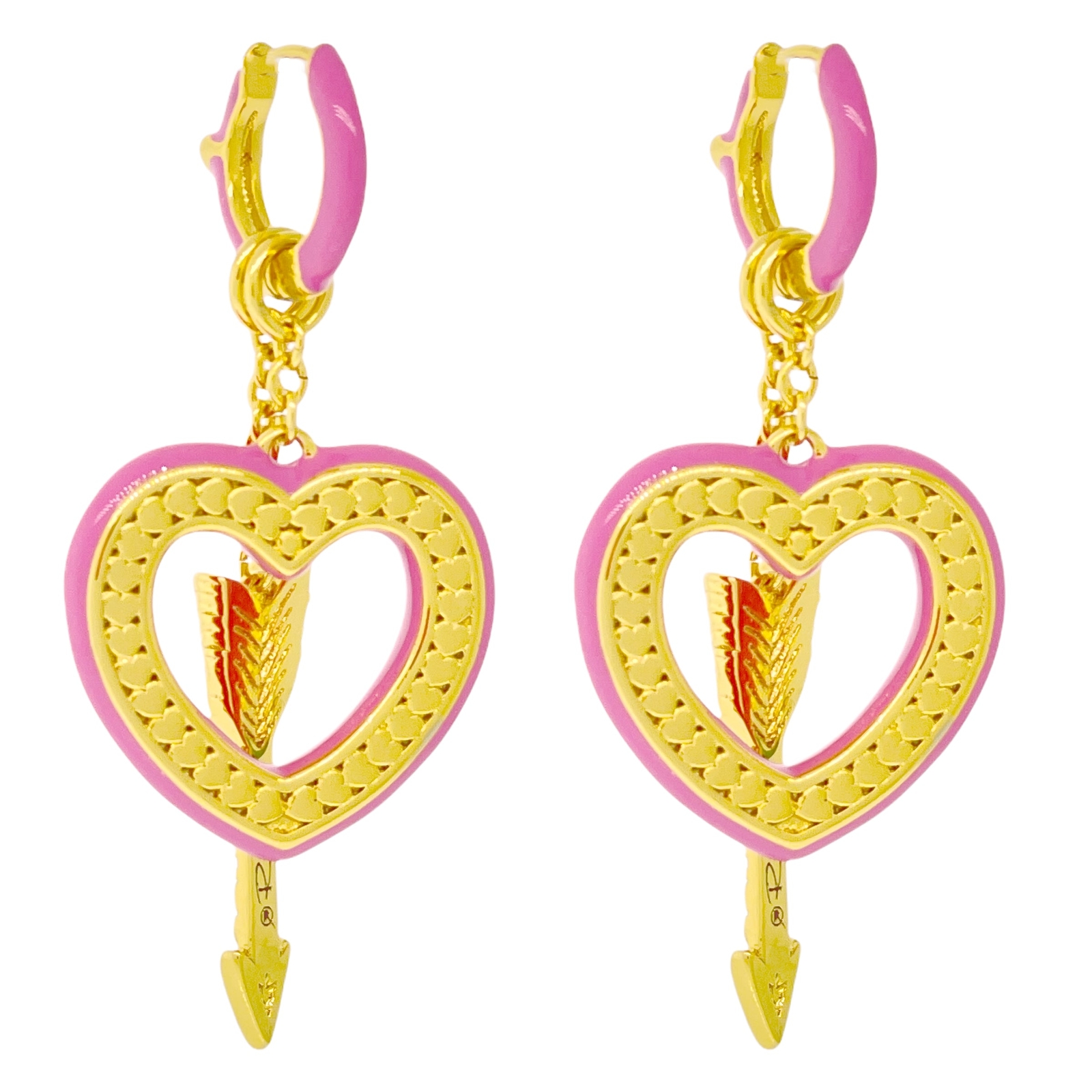 Hearts and Arrows Love Rainbow Earrings by Ritzy Couture DeLuxe 18k Gold Plating
