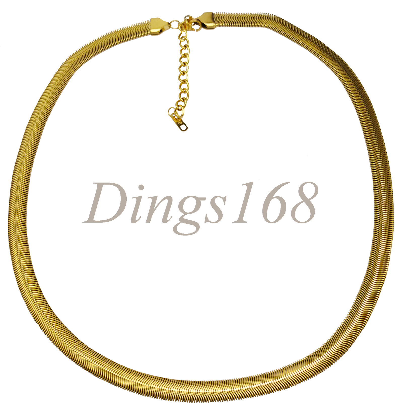 18K Yellow Gold Filled Tarnish-Free 7mm wide Flat Snake Chain Necklace 20″/22″