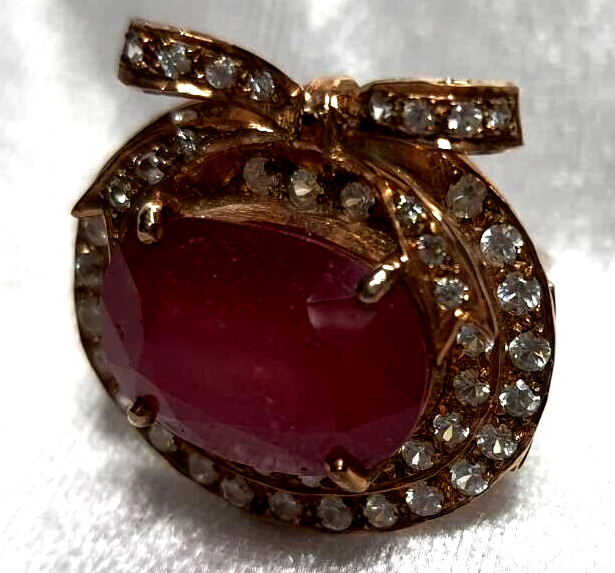 Ring NATURAL Red Ruby Pink gold filled 925 STERLING SILVER cherry gift Size 7