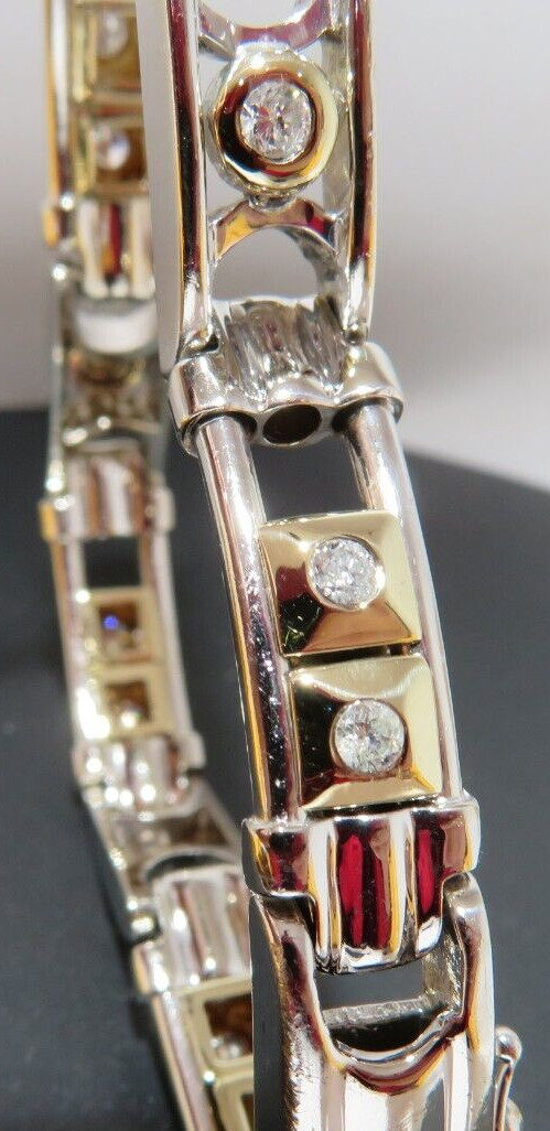 14K 2TONE MEN’S DIAMOND BRACELET 0.90 tcw 8″ LONG 9.21 MM WIDE 42.13gr (AI-2285)