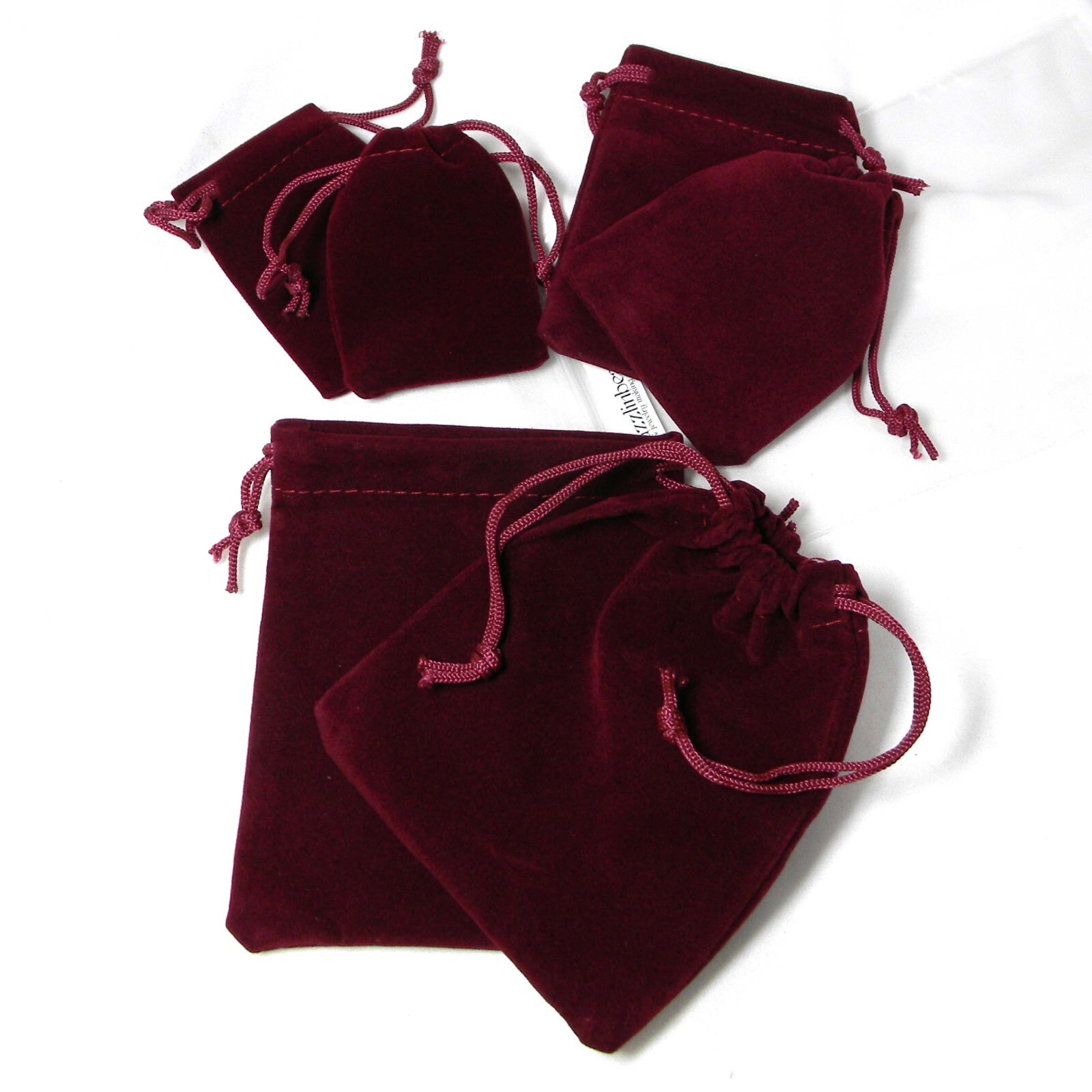 10 Soft Velvet Dark Burgundy Red Small – Big Jewelry Drawstring Gift Pouches