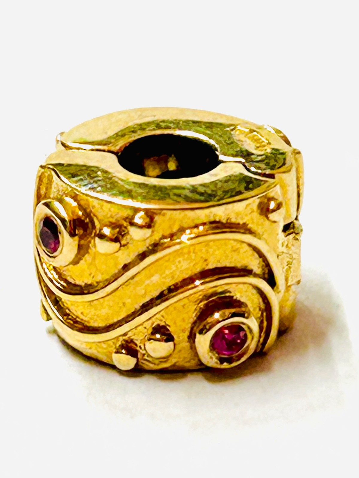 “Genuine PANDORA 14K 585 ALE Babbling Brook Ruby Clip Charm” 750418RU RETIRED