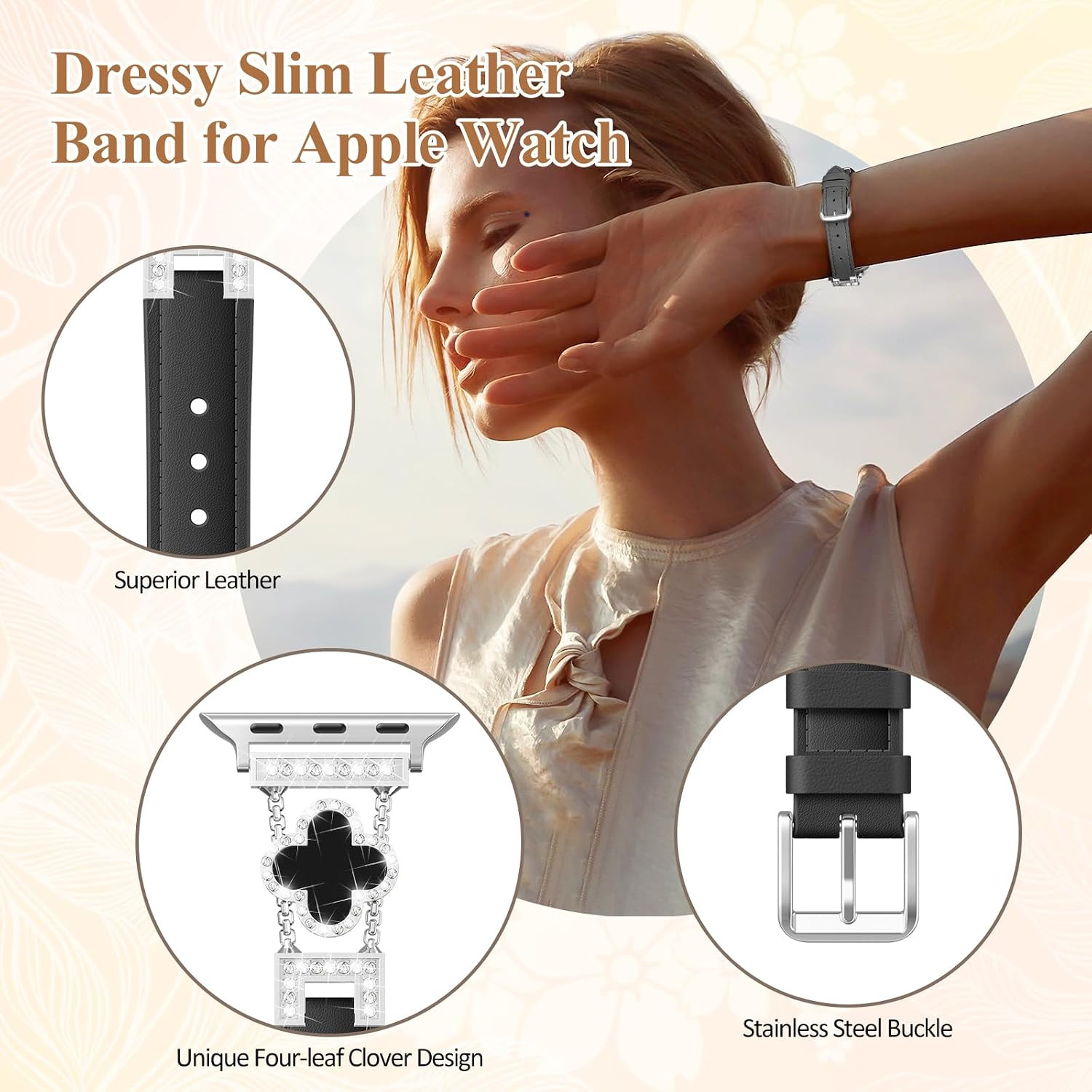Leather Band Compatible with Apple Watch Bands for Women 42Mm 44Mm 45Mm 46Mm 49M
