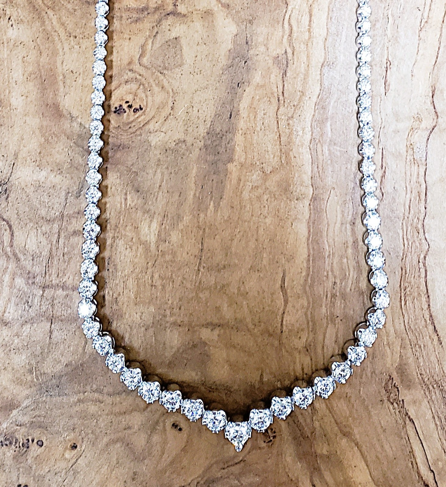 6.50 CT Round Cut Natural Diamond V Shape Necklace – 18 Inches / Appraised $17K