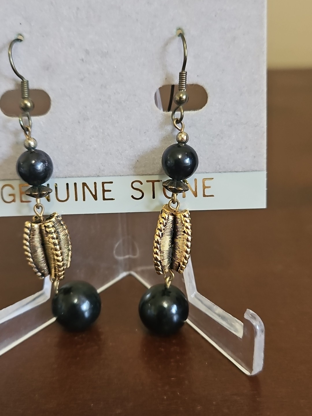 Vtg Brand New MONA SO Genuine Stone Drip Earrings Marshall Fields Price Sticker