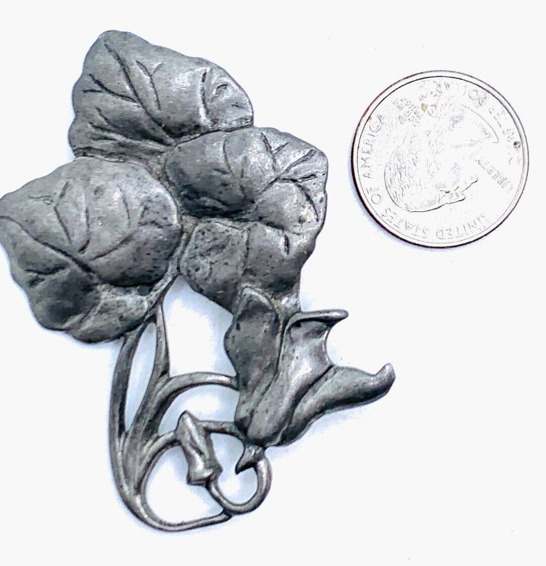 Vtg Seagull Pewter Canada 1988 Signed Pewter Art Nouveau Style Brooch