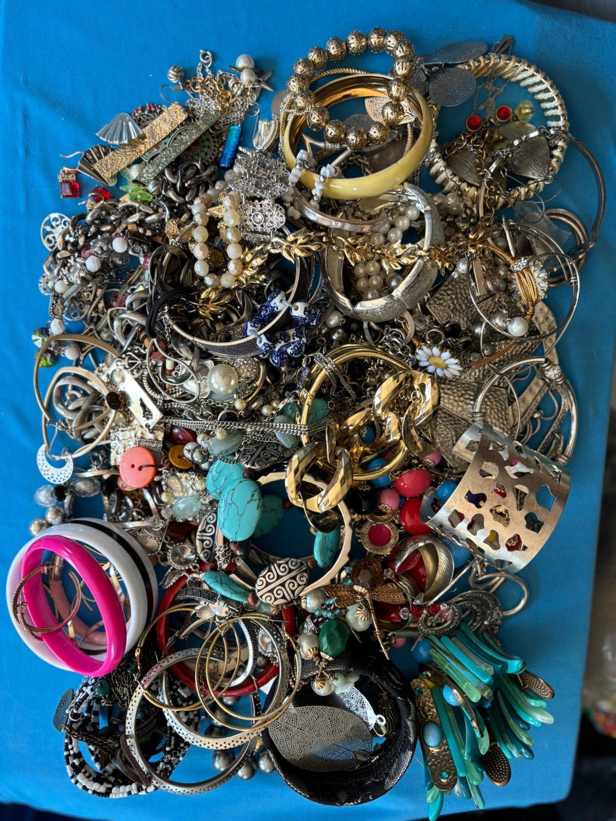 Mixed Jewelry Lot, 7+lbs., For Wearing, Crafting, Resell, Some 925, Untested