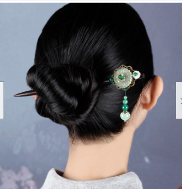Pure 925 Solid Sterling Silver Chinese Style Hairpin Hanfu Hair Accessory