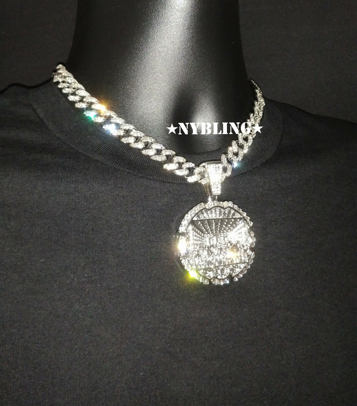 12MM Cuban Link Chain Necklace XL Last Supper Pendant Plated Hip Hop CZ Jewelry