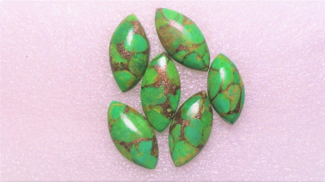 Natural Green Copper Turquoise Marquise Cabochon 5x10mm To 12x24mm Gemstone