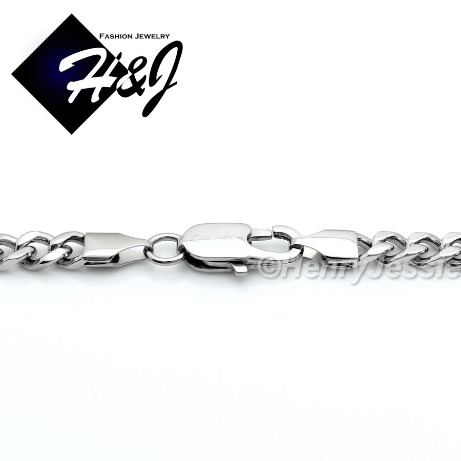 18″-36″MEN Stainless Steel 5mm Silver Cuban Curb Chain Necklace Cross Pendant*P