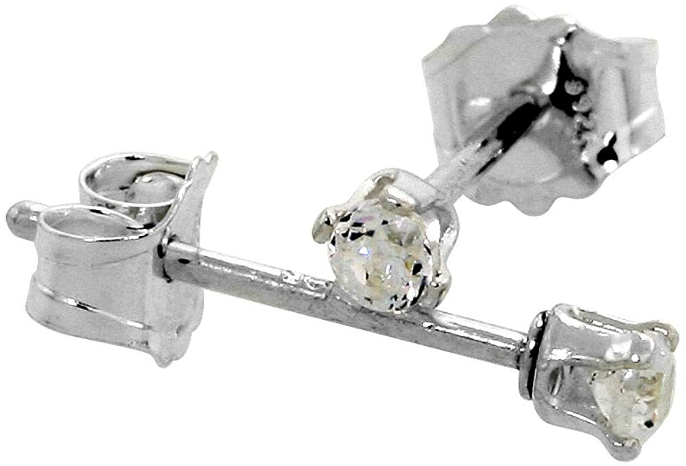 Tiny Sterling Silver Cubic Zirconia Stud Earrings Cartilage Nose Studs 2mm-4mm
