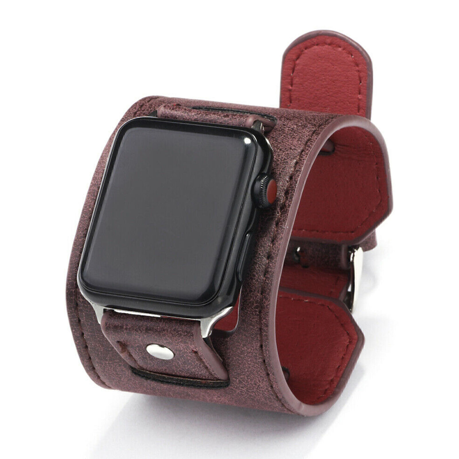 Leather Cuff Band Strap Fits Apple iwatch Series 6 5 4 3 2 1 mm 40/44mm 38/42mm