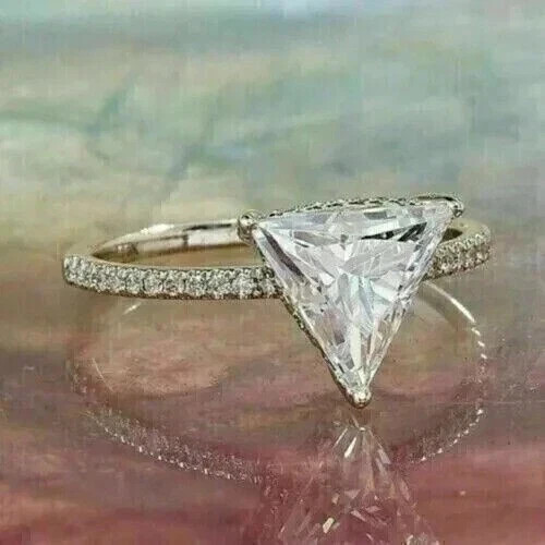 2Ct Triangle Lab Created Diamond Women’s Anniversary Ring 14K White Gold Plated