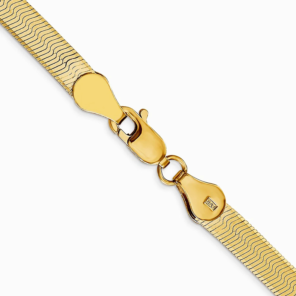 14K Yellow Gold 4mm Silky Herringbone Chain Necklace 16″-24″