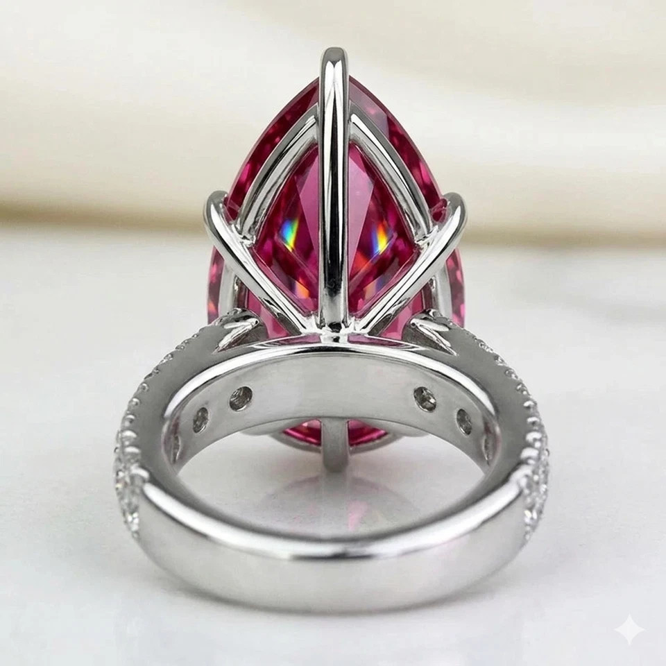 RARE 6.65 Ct Certified Treated Pink Diamond Solitaire Ring In 925 Silver