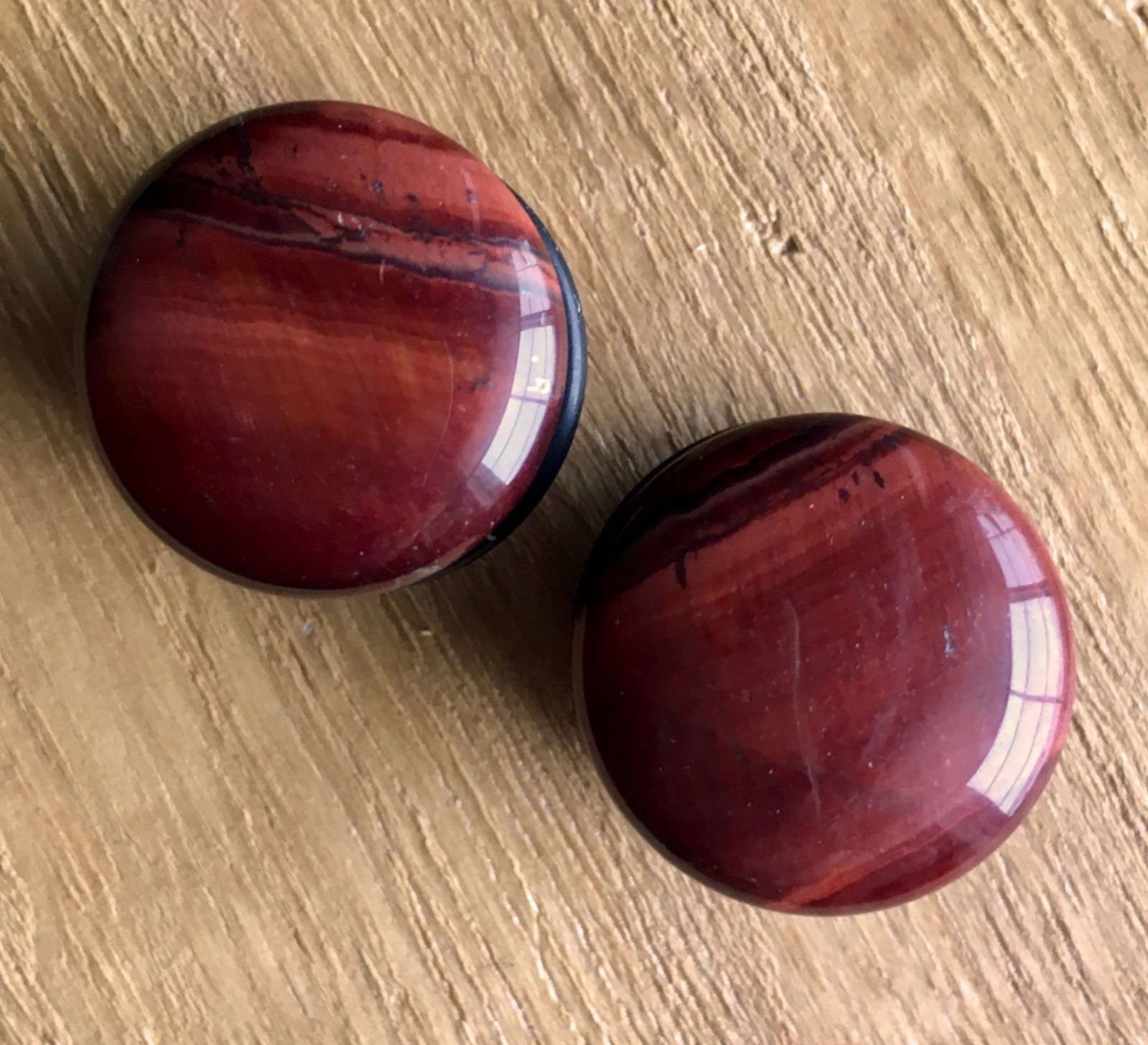 PAIR Single Flare Red Tiger Eye Stone Plugs Gauges Guages Earlets Body Jewelry
