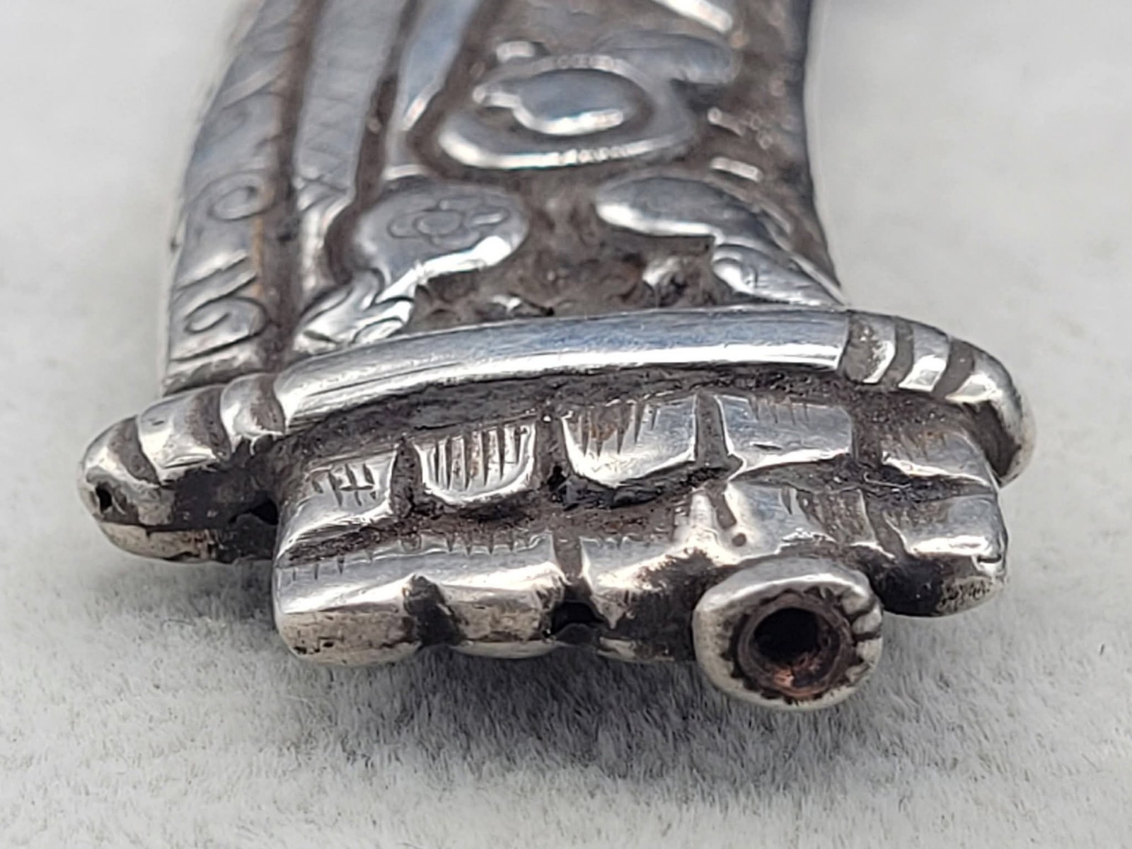 Vintage Large Sterling Silver 25.1 Grams Import Bead W/ Turtles 3 1/2″× 1 1/4″