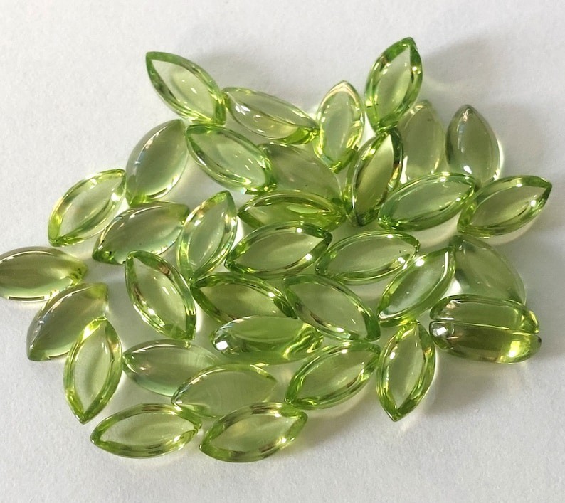 Natural Peridot Marquise Cabochon 3x6mm To 4x8mm Loose Gemstone