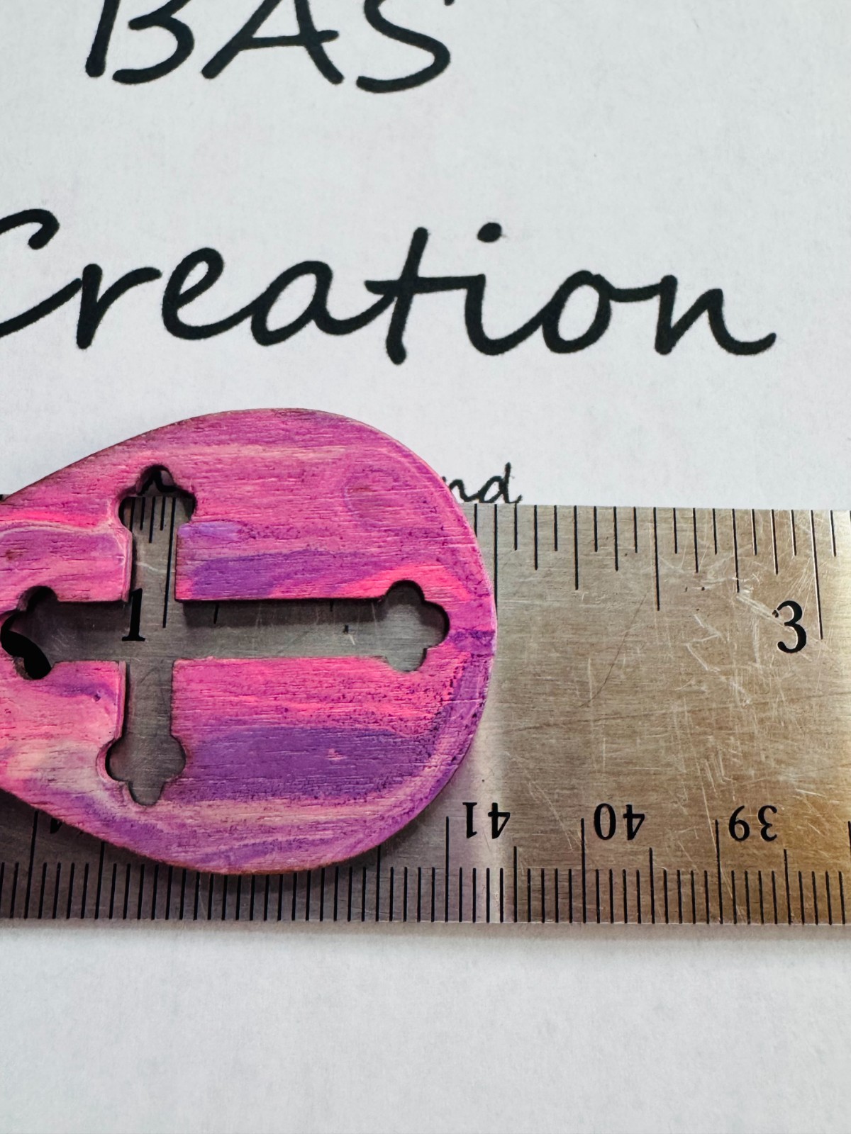 Handcrafted Teardrop Cross Pendant One Of a Kind Hand-Painted by Local Artist
