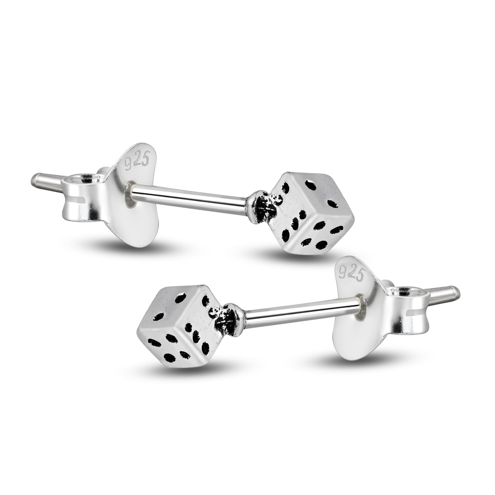 AeraVida 925 Sterling Silver Lucky 3×3 mm Dice Stud Earrings | Small,