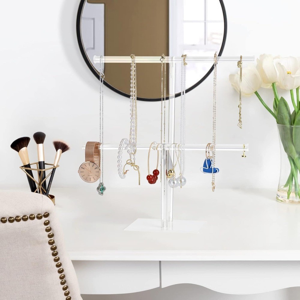 Acrylic Jewelry Display Stand 2 Tier Organizer Holder for Necklaces Bracelets