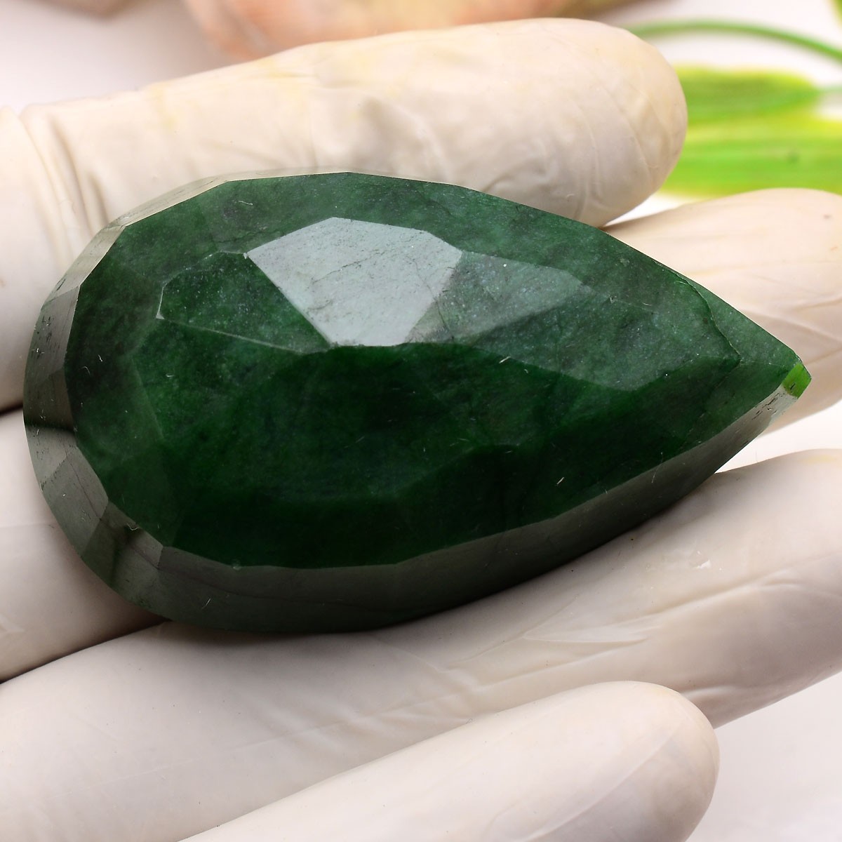 305 Cts Natural Brazilian Emerald 56mmx33mm Pear Cut Huge Size Loose Gemstone