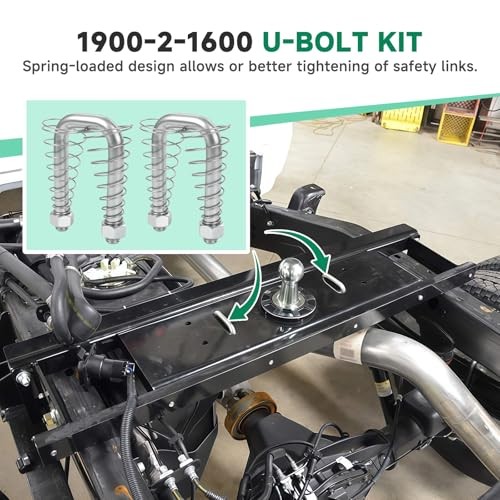 1900-2-1600 Safety Chain U-Bolt Kit Replacement, Compatible with B&W Turnover