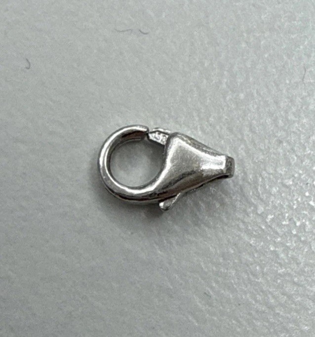 14k White Gold Pear Shape Lobster Fish Lock 6.9 mm Clasp Made In Italy