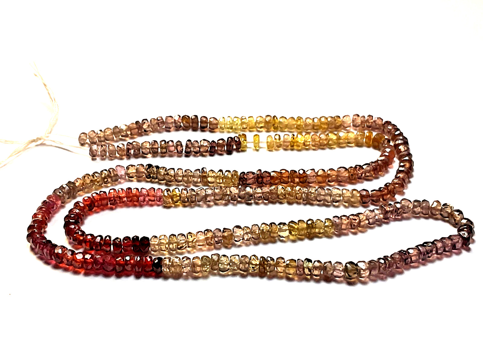 Multi-Spinel Gemstone Beads- Rondelle Hand-Cut Faceted- 3×2 to 4x3mm -16” Strand