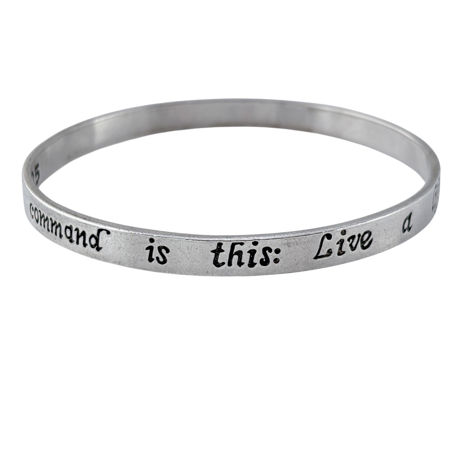 Vintage Sterling Silver 925 Bible Verse Bangle 2 John 1:6 8″