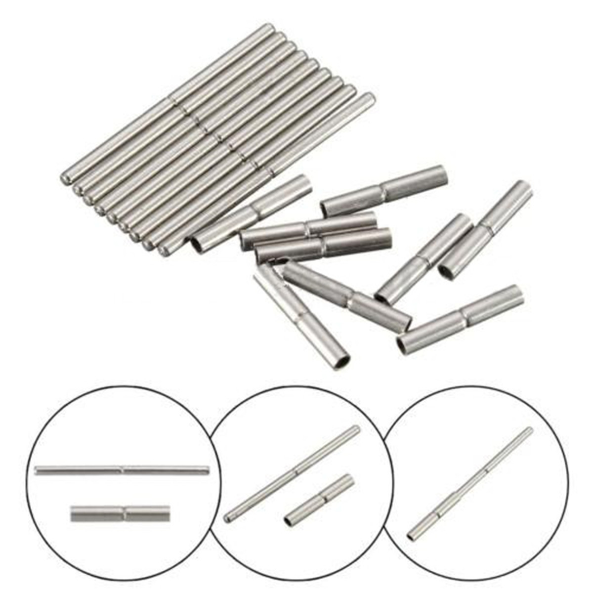 10Pcs 18mm-25mm Tube and Pins For Watch Bracelet Band Strap Stainless Steel Tool