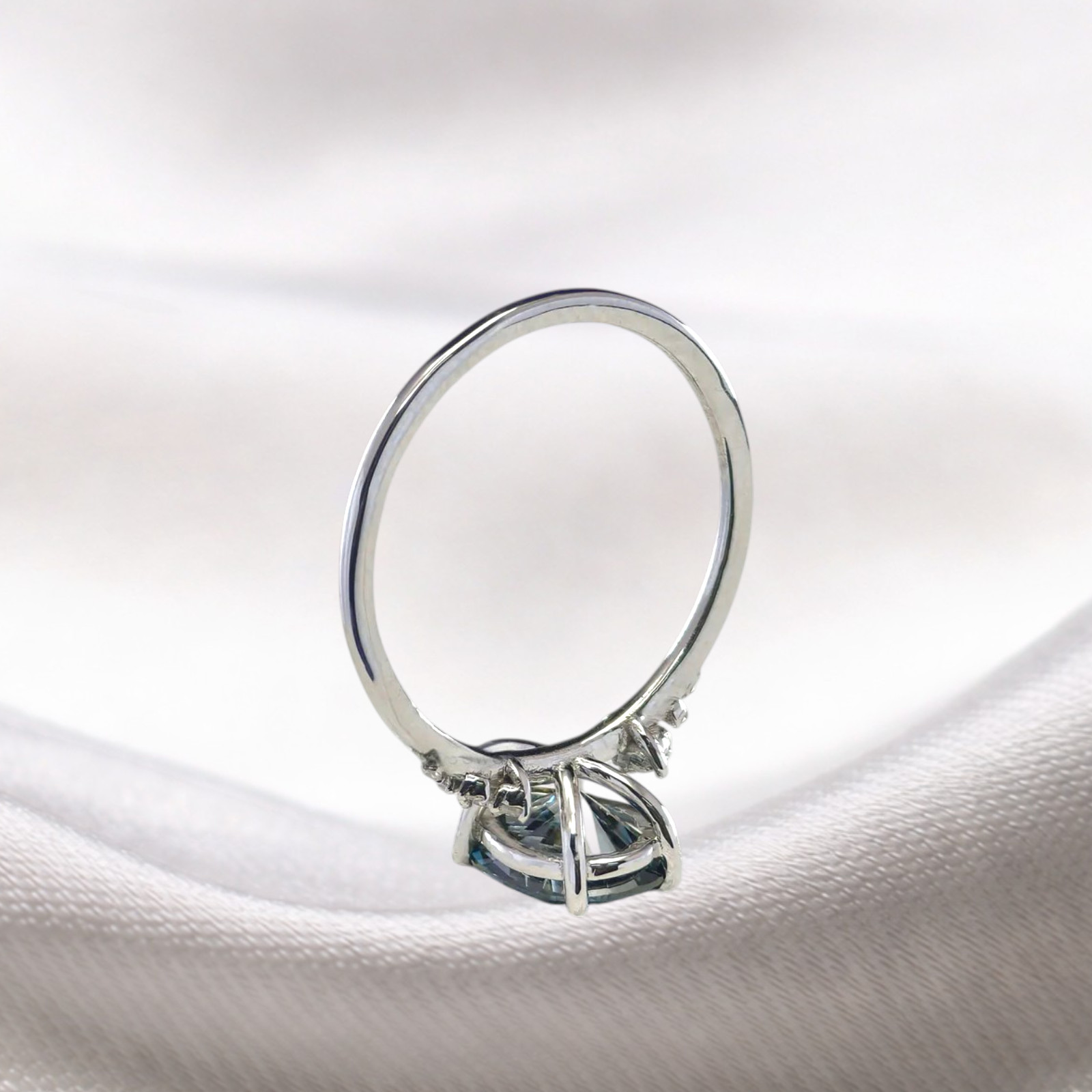 18K White Gold Fancy Intense Blue 2.15 CT Pear Cut Lab Grown Diamond Women Ring