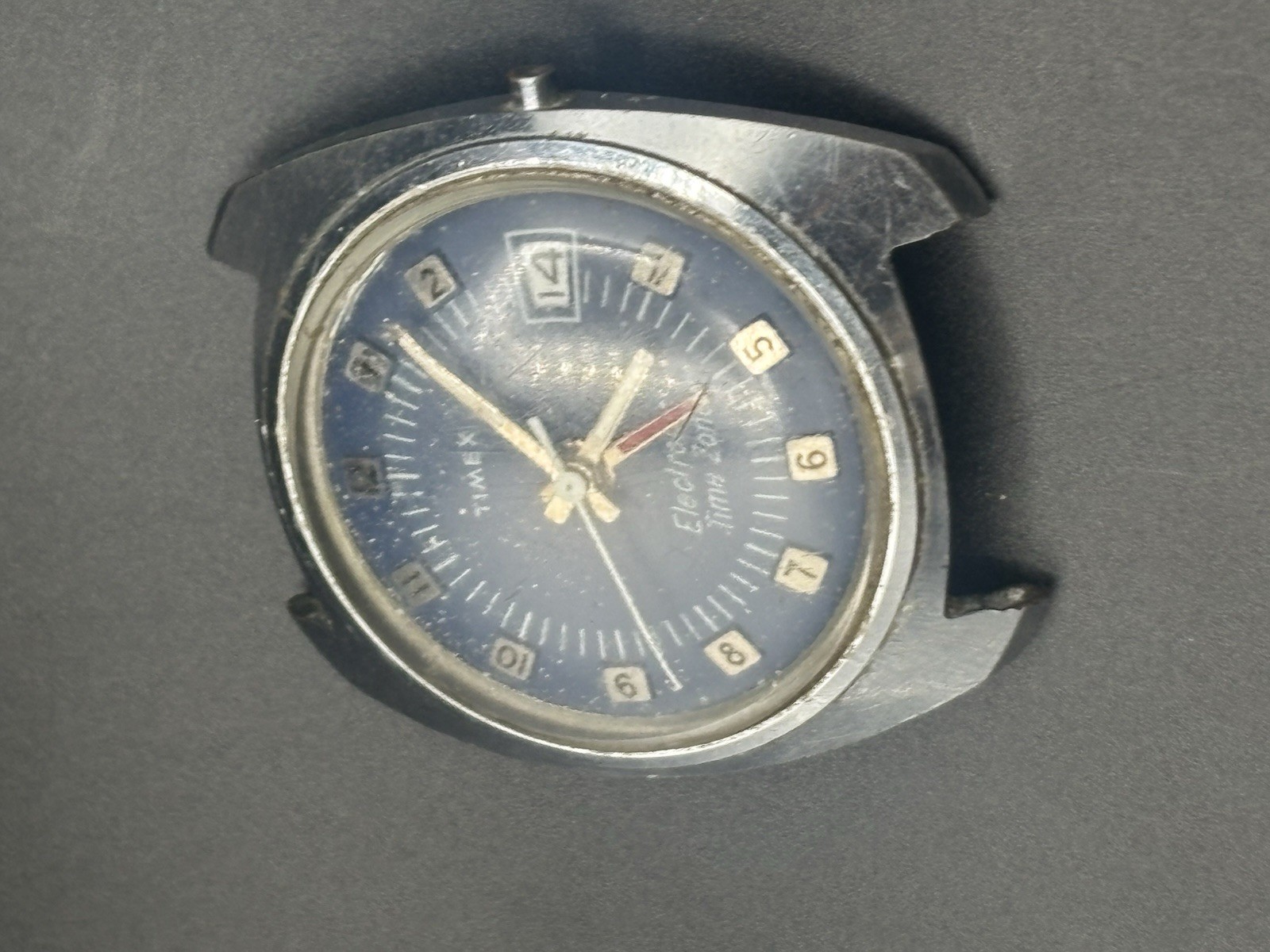 VINTAGE TIMEX ELECTRONIC TIME ZONE WATCH MENS BLUE DIAL 1970s Parts Only