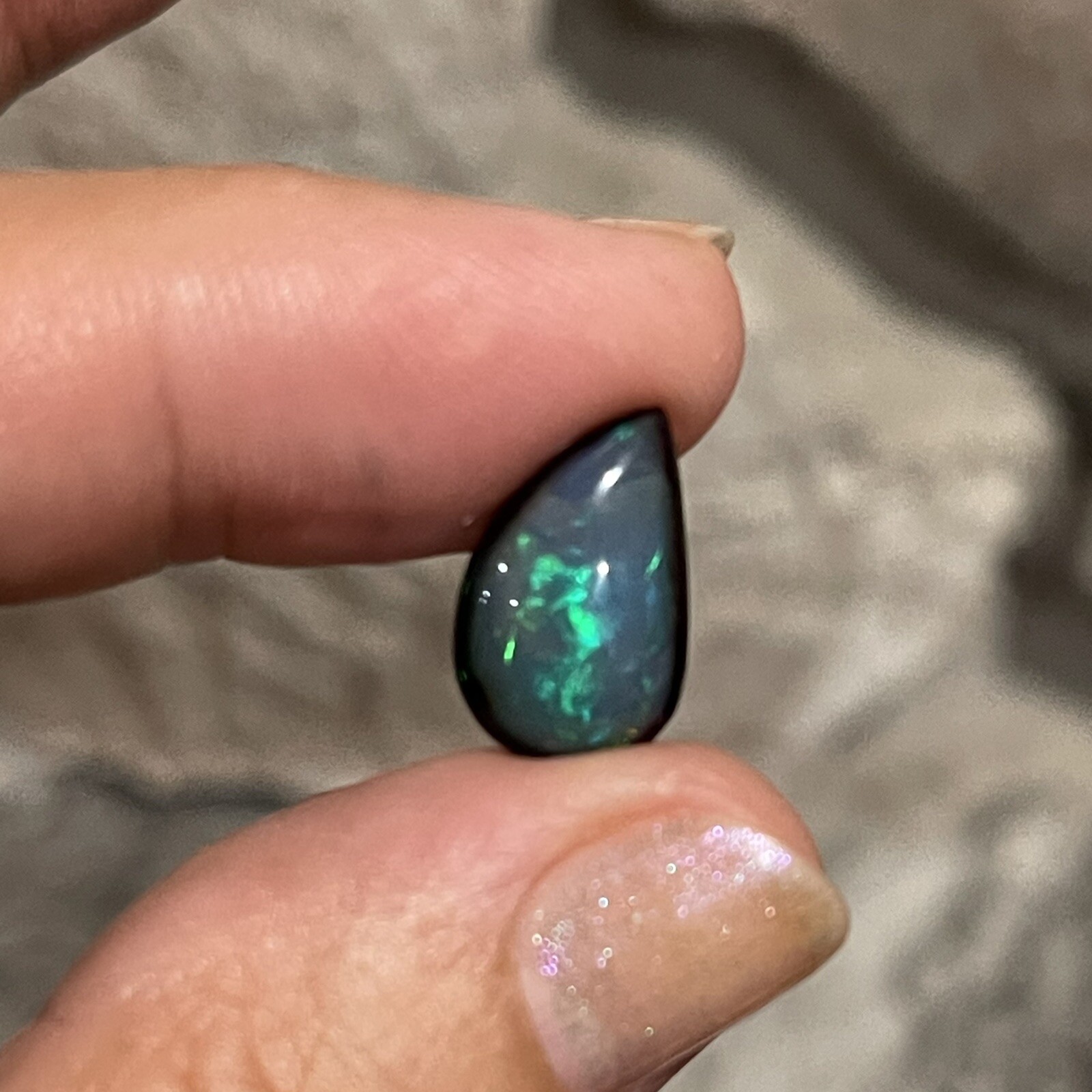 2.65ct 15x10x3.8mm Evil Eye Smoked Ethiopian Welo Opal Teardrop Cabochon Gem