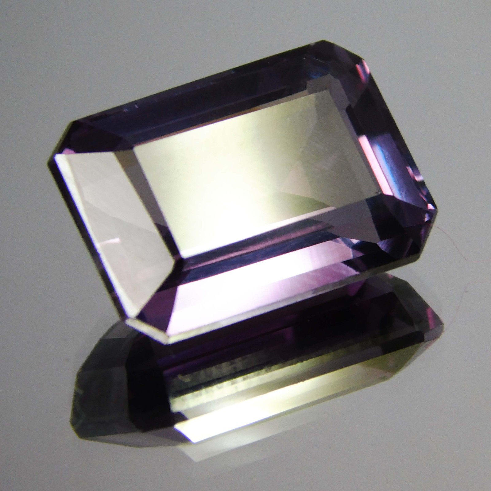 Certified 11.70 Ct. Natural Bi-Color Alexandrite Emerald Cut Loose Gemstone