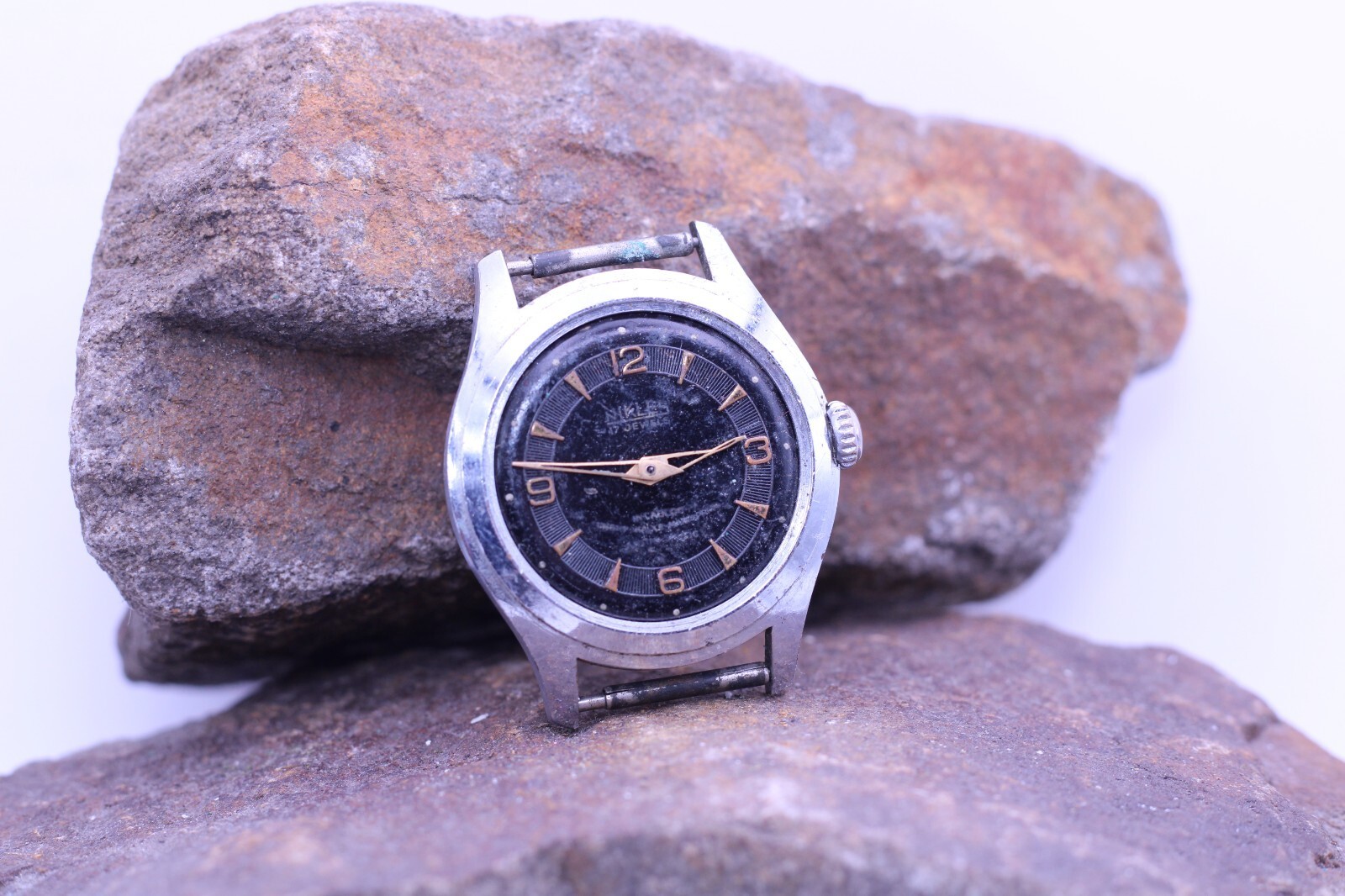 NIKLES 17j MEN’S WRIST WATCH GK-55914 CAL. JC256 32.1mm CASE FOR REPAIR (EX)