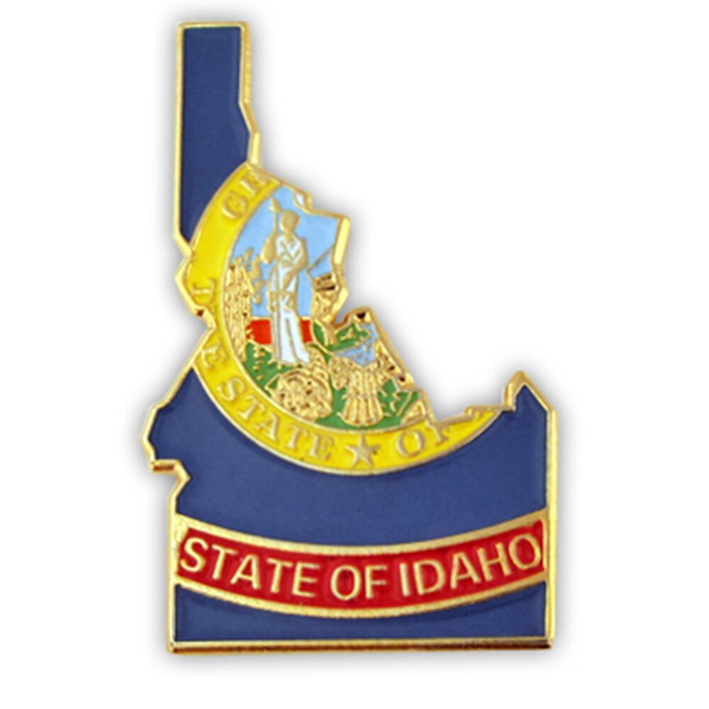 PinMart’s State Shape of Idaho and Idaho Flag Lapel Pin
