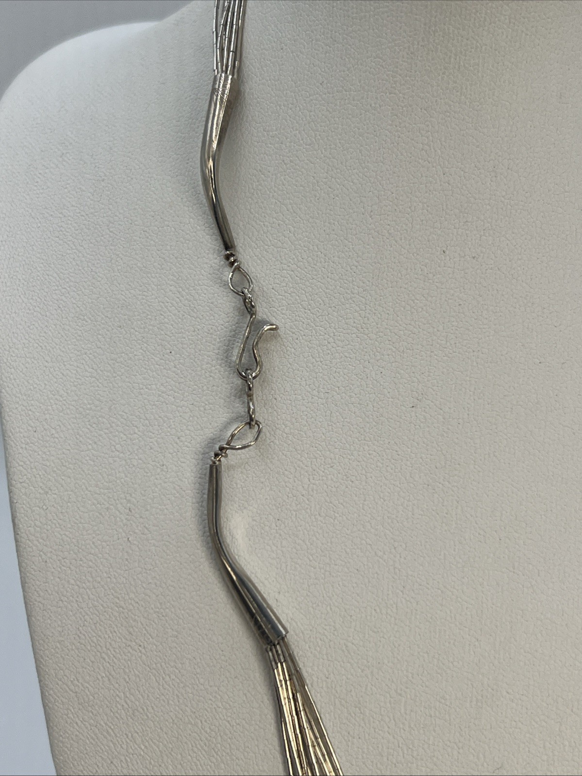 Vintage Sterling Silver 925 10 Strand Liquid Silver Necklace 16” Rising Sun Mark