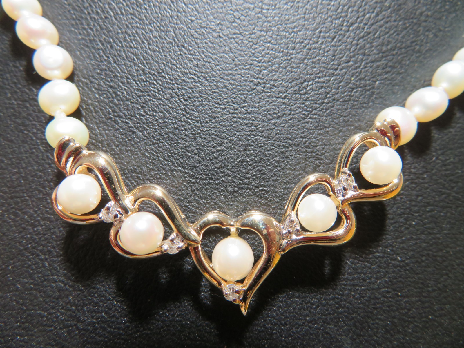 10K YG PEARL & DIAMOND STRAND NECKLACE 17″ LONG 14.94 grams (AI-2912)